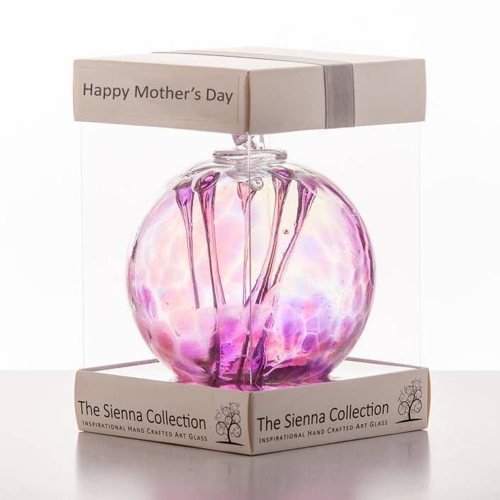 Mother's Day 10cm Spirit Ball - Pink & Purple for wholesale by Sienna Glass