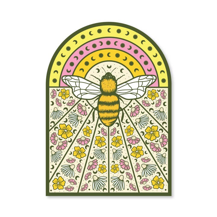 Bee Burst Vinyl Sticker for wholesale by Graphic Heart