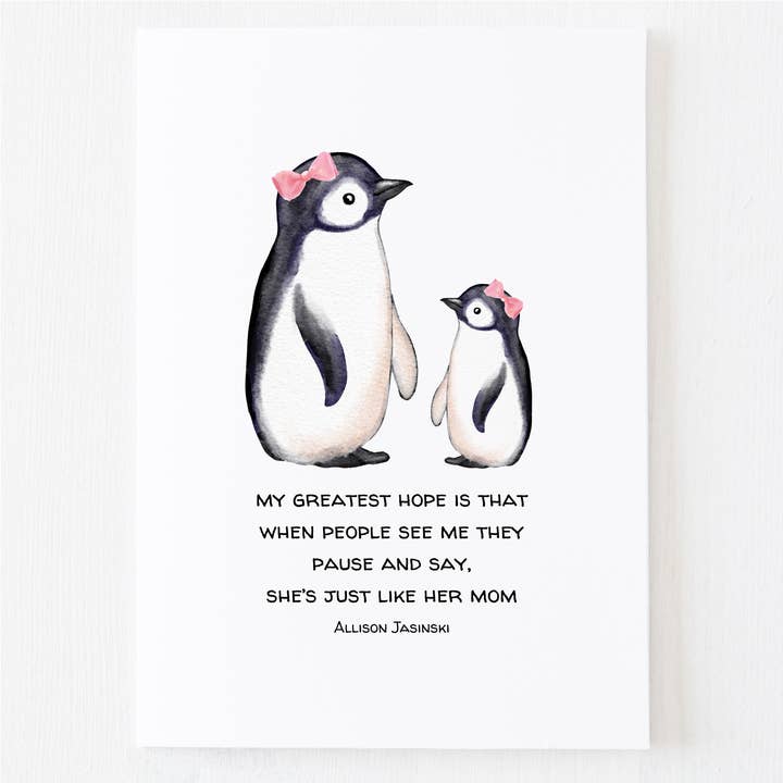 Just Like Mom Greeting Card - Watercolor Mother's Day Card for wholesale by Mac and Mo Studio - Luxury Stationery and Greeting Cards