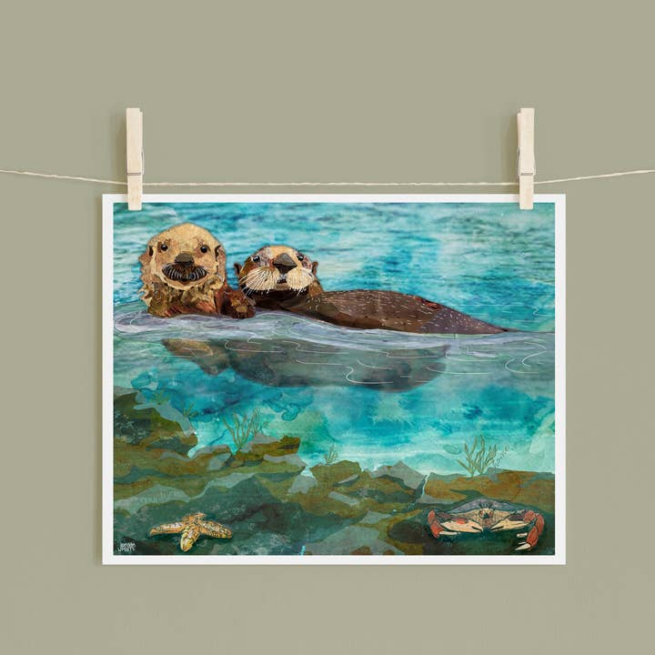 Estuary Otters - print for wholesale by Found & Rewound