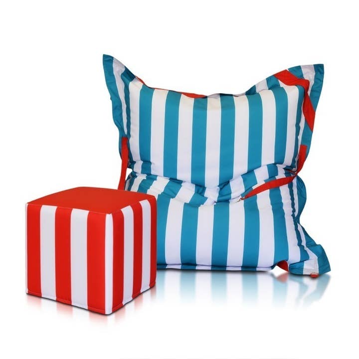 Pufmania – wholesale Sittpuff – Marinmönstrad Styv Kubpuff9