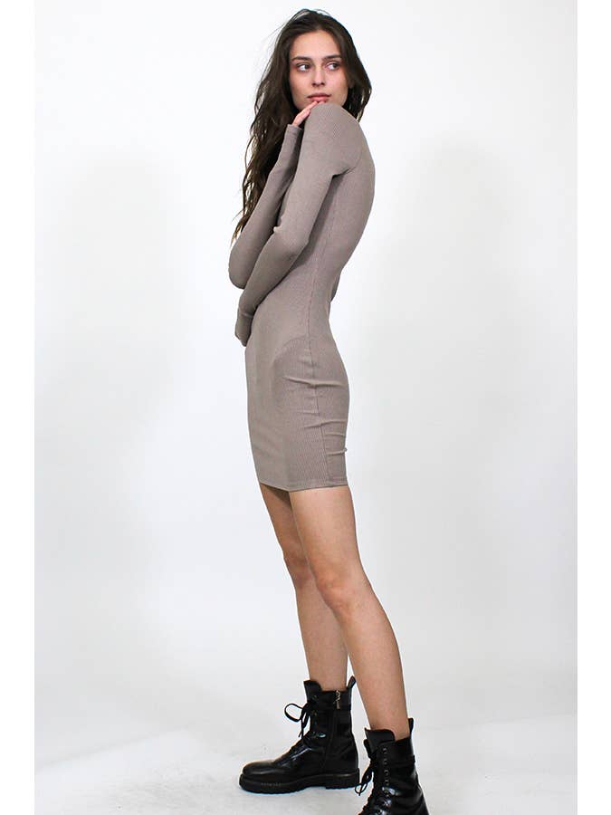 Junie - Wholesale Dress - Women's - ZIP UP MOCK NECK LONG SLEEVE MINI DRESS MXD10722