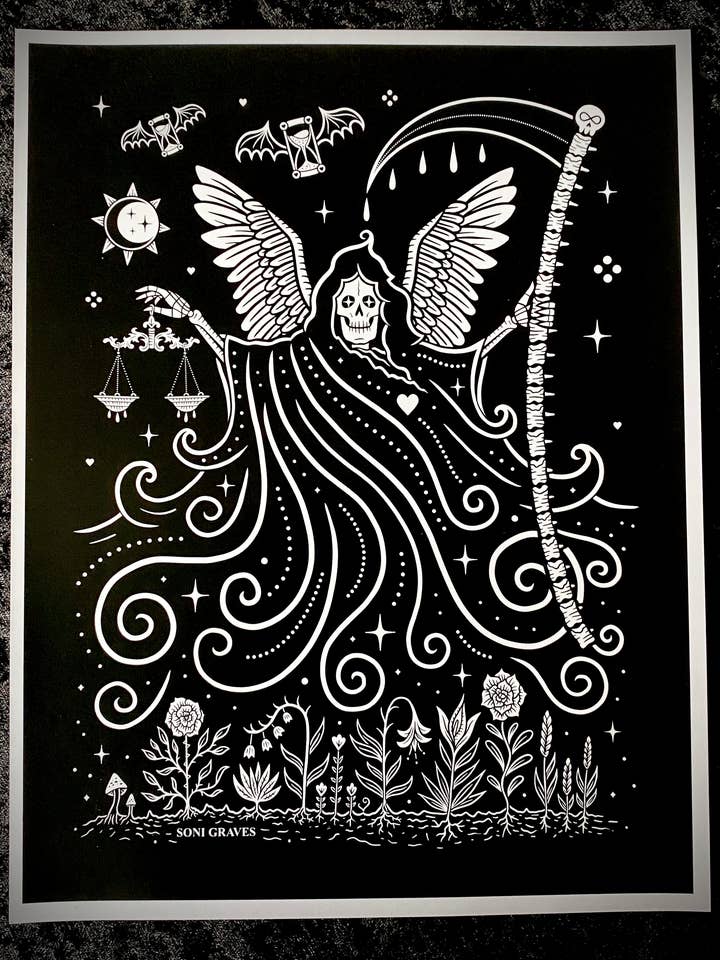 Ne craignez pas l'impression du faucheur, format lettre, fantaisiste et effrayant. pour la vente par Soni Graves