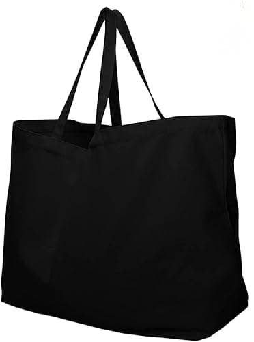 Alo Organic International - Wholesale Tote Bag - Unisex - Extra Large Canvas Tote Bag - Carry Loom, Grocery Black Bag.
