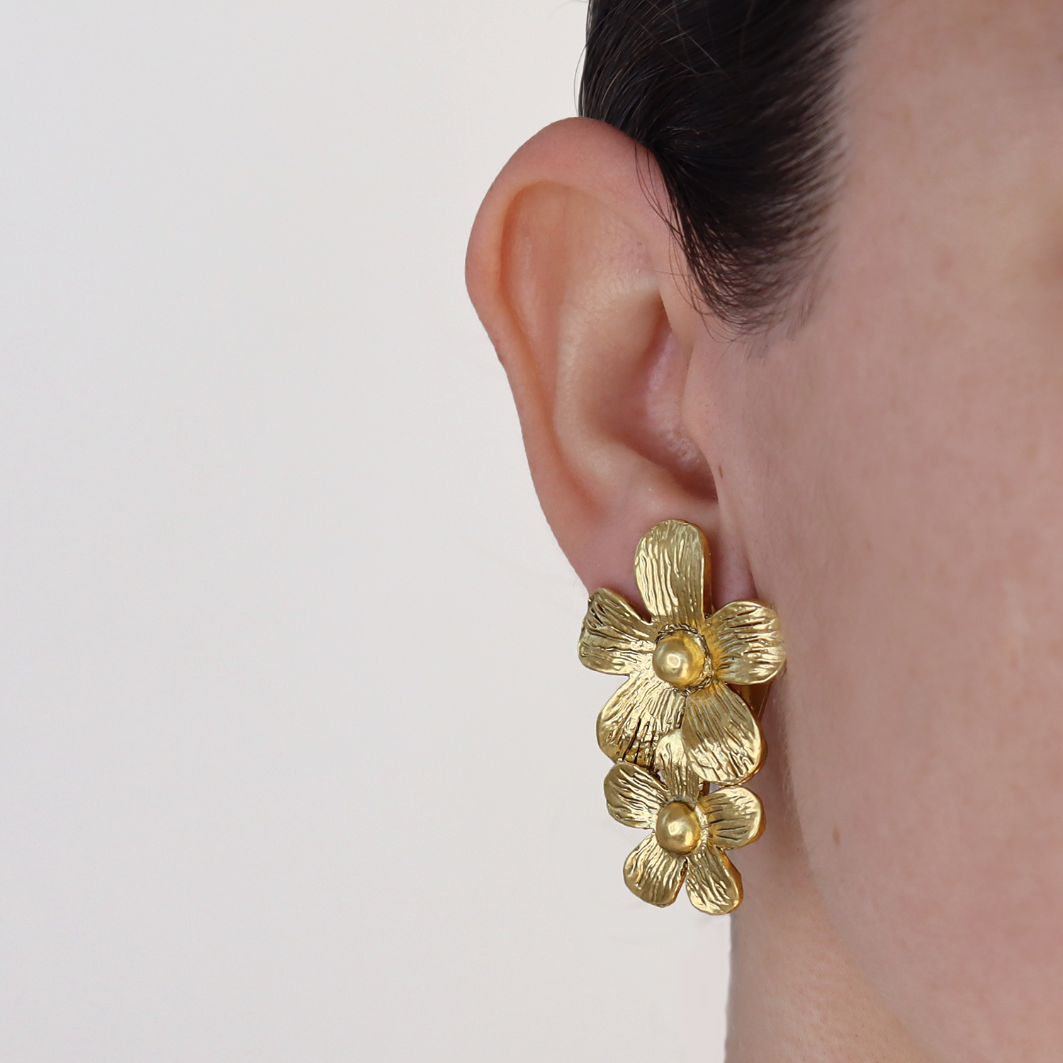 KARINE SULTAN - Wholesale Clip-On Earrings - Statement Flower Drop Clip-On Earrings for Stylish Looks3