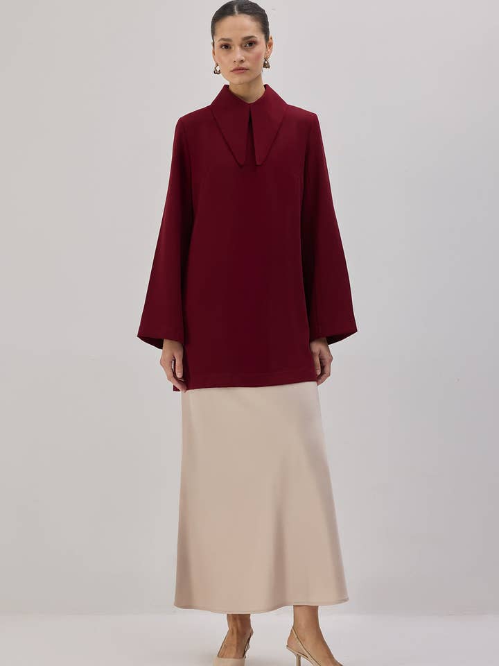 LONG COLLAR CREPE TUNIC for wholesale by Touché Privé