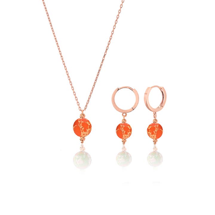 Natural Orange Varacid Jewelry Set 925 Sterling Silver for wholesale by Azuris Silver