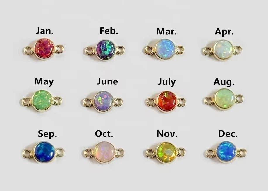 The Charm Gal - Wholesale Individual Charm/Pendant - Gold Filled Opal Birthstone Connectors1