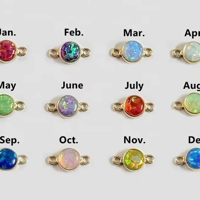 The Charm Gal - Wholesale Individual charm/pendant - Gold Filled Opal Birthstone Connectors1