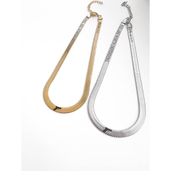 You Are Worth It Snake Chain Necklace for wholesale by Armed In Style
