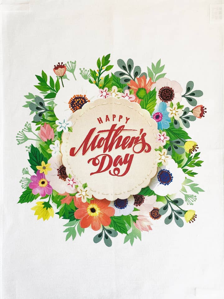 Happy Mothers Day - large cotton Tea Towel for wholesale by Half a Donkey