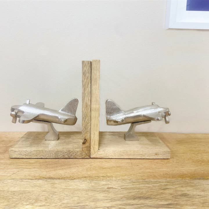 From Under The Stairs – wholesale Bookend – Set of Two Aeroplane Bookends