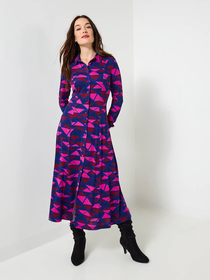 Estelle Geo Print Jersey Shirt Dress and other Purchase wholesale atom label. Free returns & net 60 terms on Faire trending on Faire.