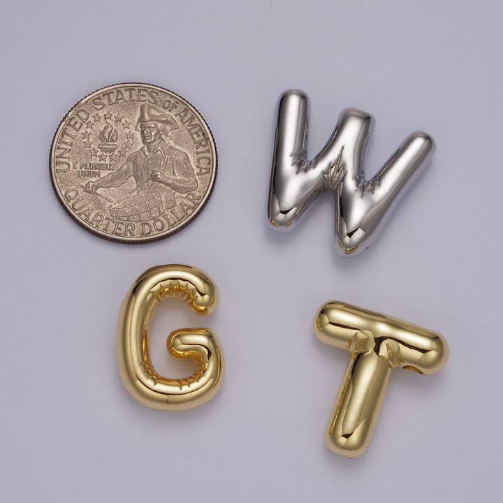 Aim Eternal - Wholesale Individual charm/pendant - 14K Gold Filled 20mm Chubby Balloon Initial Letter Pendant | A1067-A107928