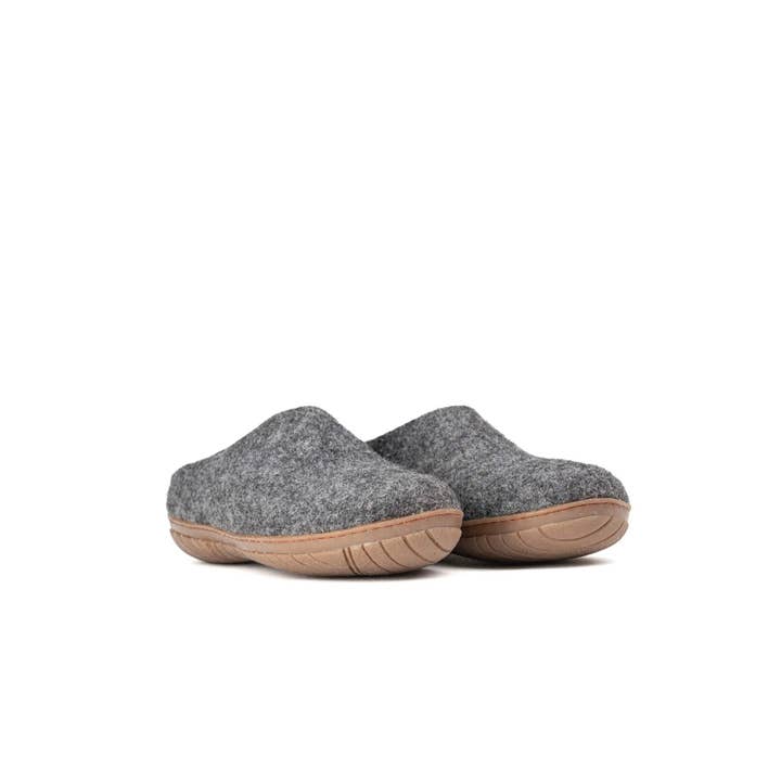 Woollyes Inc – wholesale Tofflor - Unisex – Tofflor med öppen häl utomhus med gummisula - Charcoal