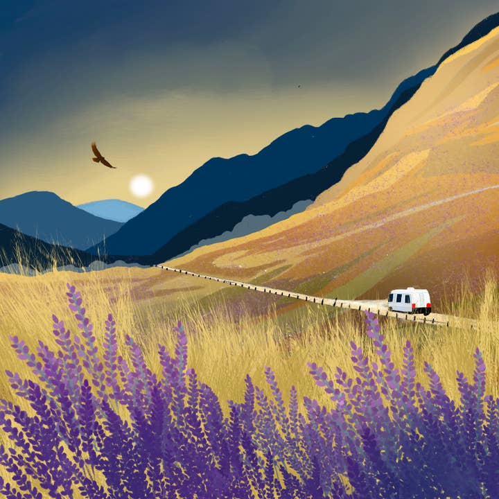 Galloway Arts – Großhandel Grußkarten für den Alltag – Grusskarte zur Freiheit — Reisen mit dem Wohnmobil in Schottland. Geburtstagskarte, Dankeskarte, Jubiläumskarte, Einweihungskarte Ich sende Liebe.