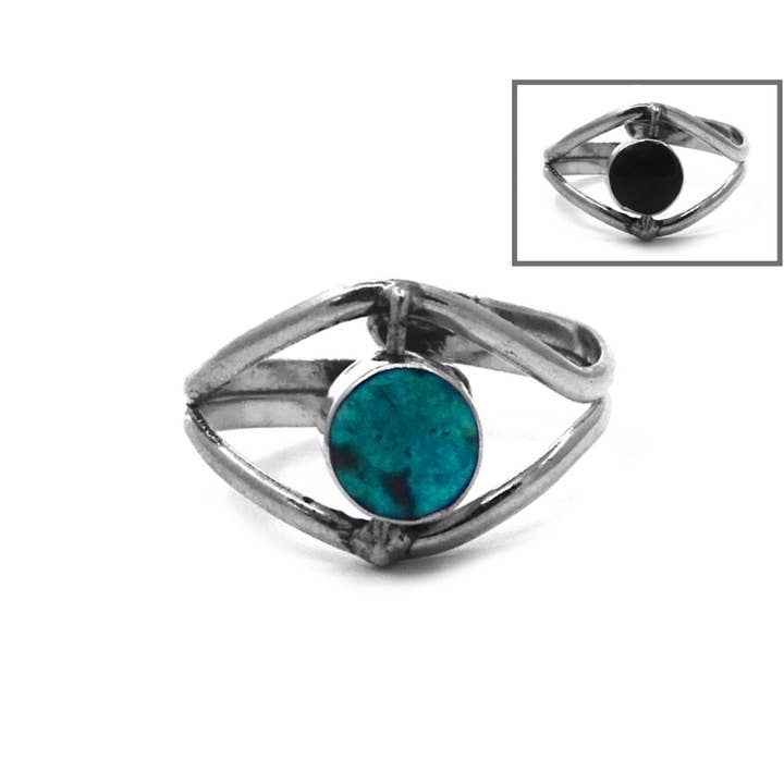 Pichincha - Wholesale Cocktail/Statement Ring - Reversible Stone Eye Shaped Adjustable Metal Ring