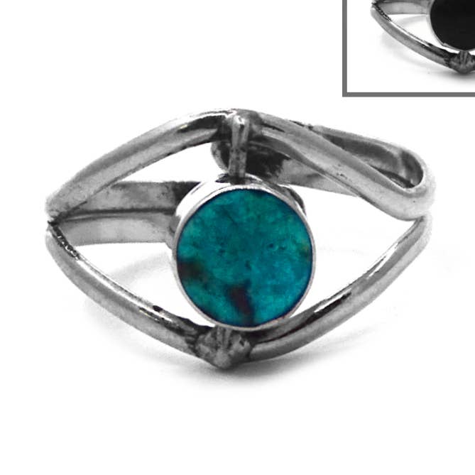 Bague en métal ajustable en forme d'œil de pierre réversible pour la vente par Pichincha