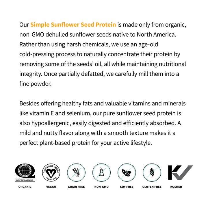 Sprout Living - Wholesale Protein/Superfood Powder - Simple Protein | Organic Sunflower Seed Protein, DB