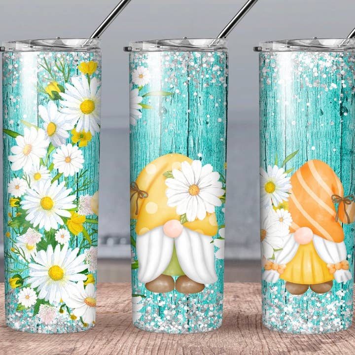 Bicchiere Gnome margherita glitterata per la vendita all'ingrosso da parte di Smile Graphics and Design