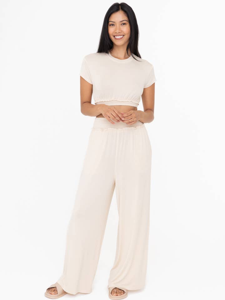 Mono B - Wholesale T-Shirt - Women's - Smocked Waist Boxy Cropped Tee7