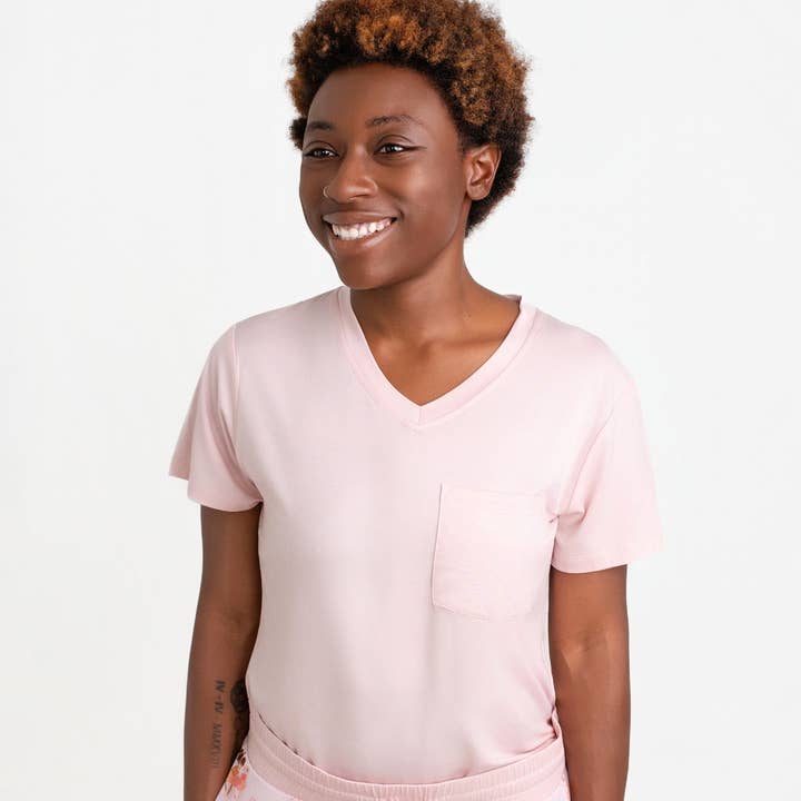 Pink Women’s Pocket Tee for wholesale by Pearls & Pelicans