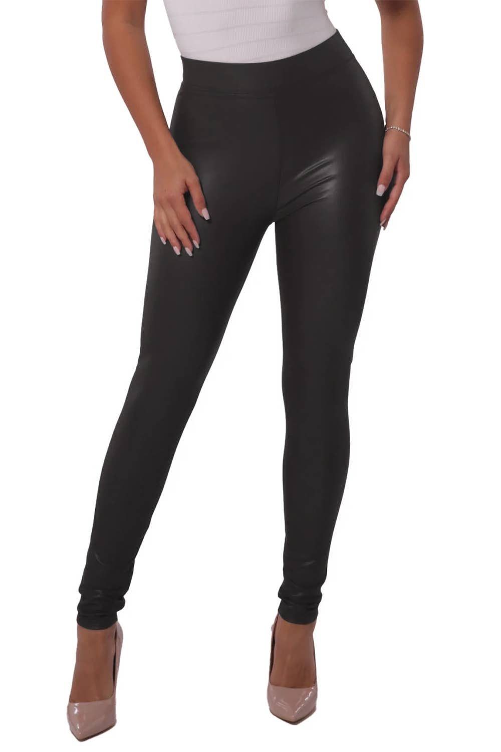 Color 5 - Vendita all'ingrosso Leggings - Donna - Leggings skinny in ecopelle PU con fodera in pile e vita alta1