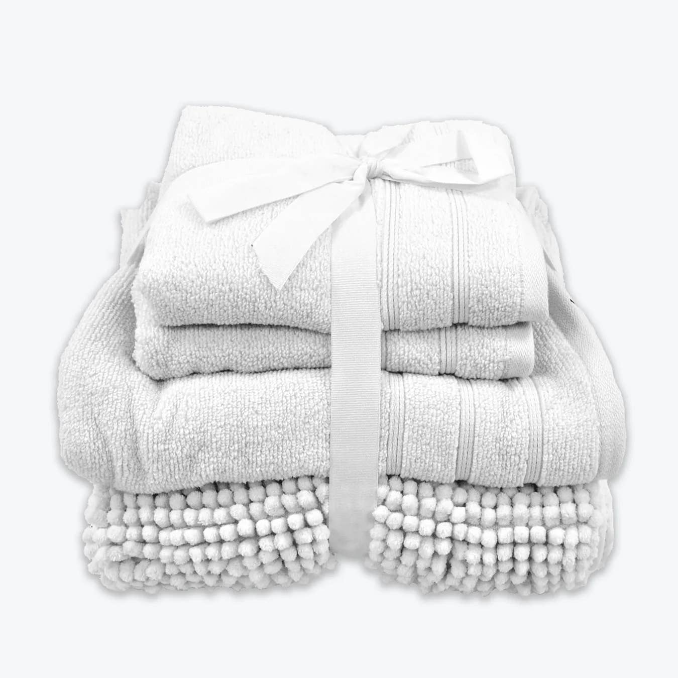 Allure Bath Fashions - Wholesale Towel Set - Ribbon Tied Towel & Bath Mat Bundle - Four Pack3