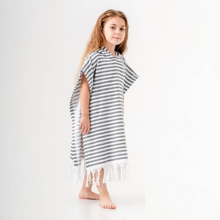 Zwart Capuchonponcho Surf Veranderende Zwemstrandhanddoek Met Badstofvoering voor groothandel op Faire8