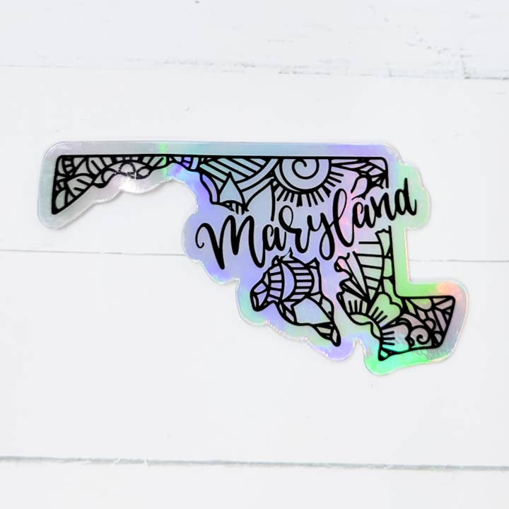 Maryland Mandala Holografisk Sticker for engroshandel hos The Purple Chickadee