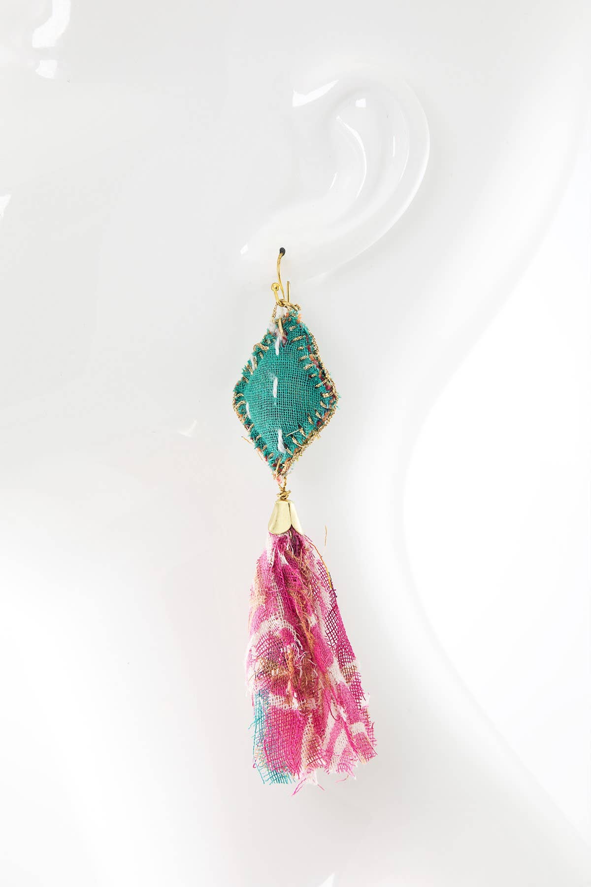 MULTI MUL  Handmade Diamond-shape Drop Earrings with Tassels for wholesale on Faire2