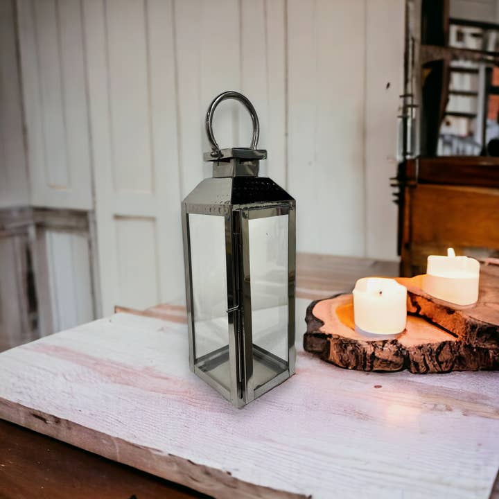 Wilco Home - Wholesale Lantern - Summer Garden Candle Lantern-Polished Nickel Finish 1