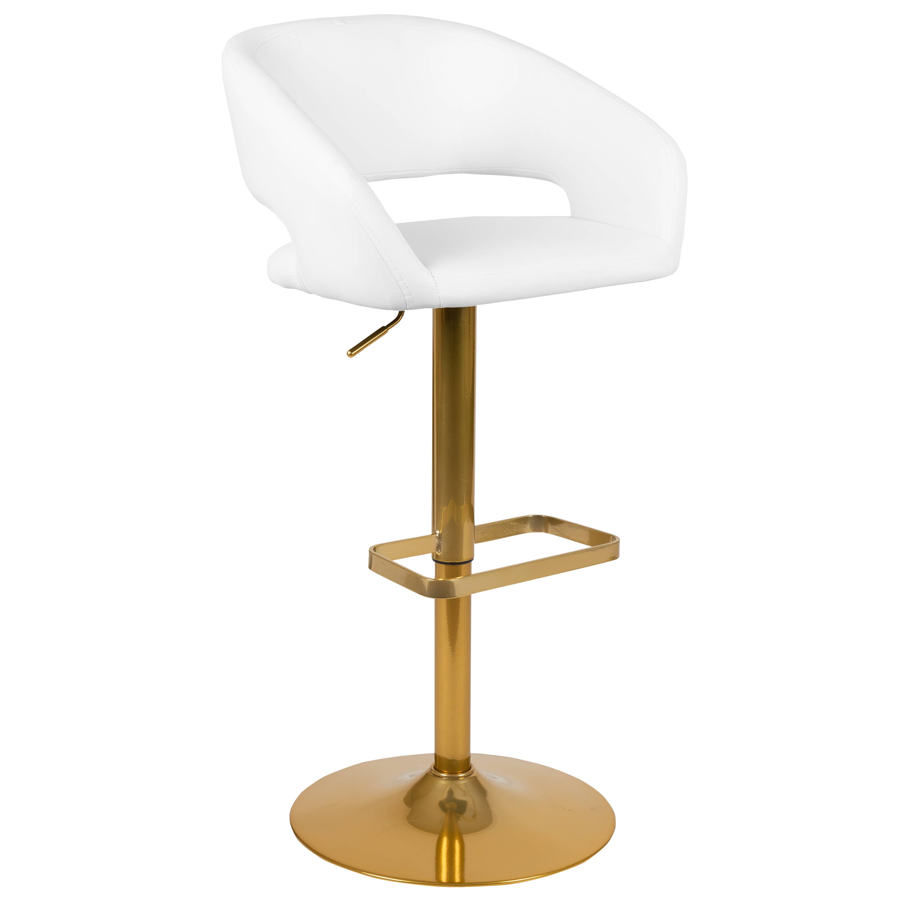White Vinyl Barstool - Gold Base for wholesale on Faire1