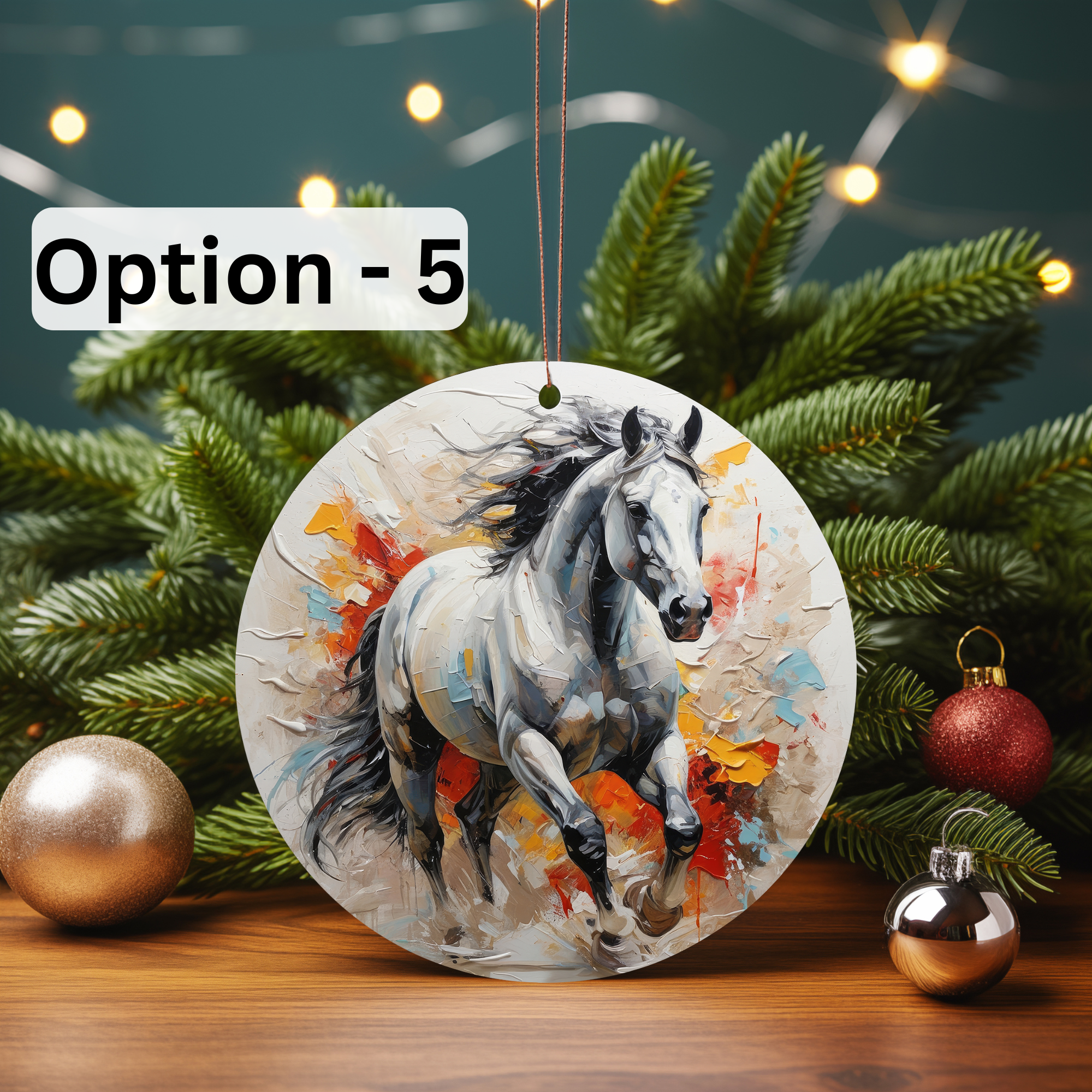 Dark Horse Dream Designs LLC - Wholesale Ornament - 3D Oil Painting Horse, Cermaic Christmas Ornaments4
