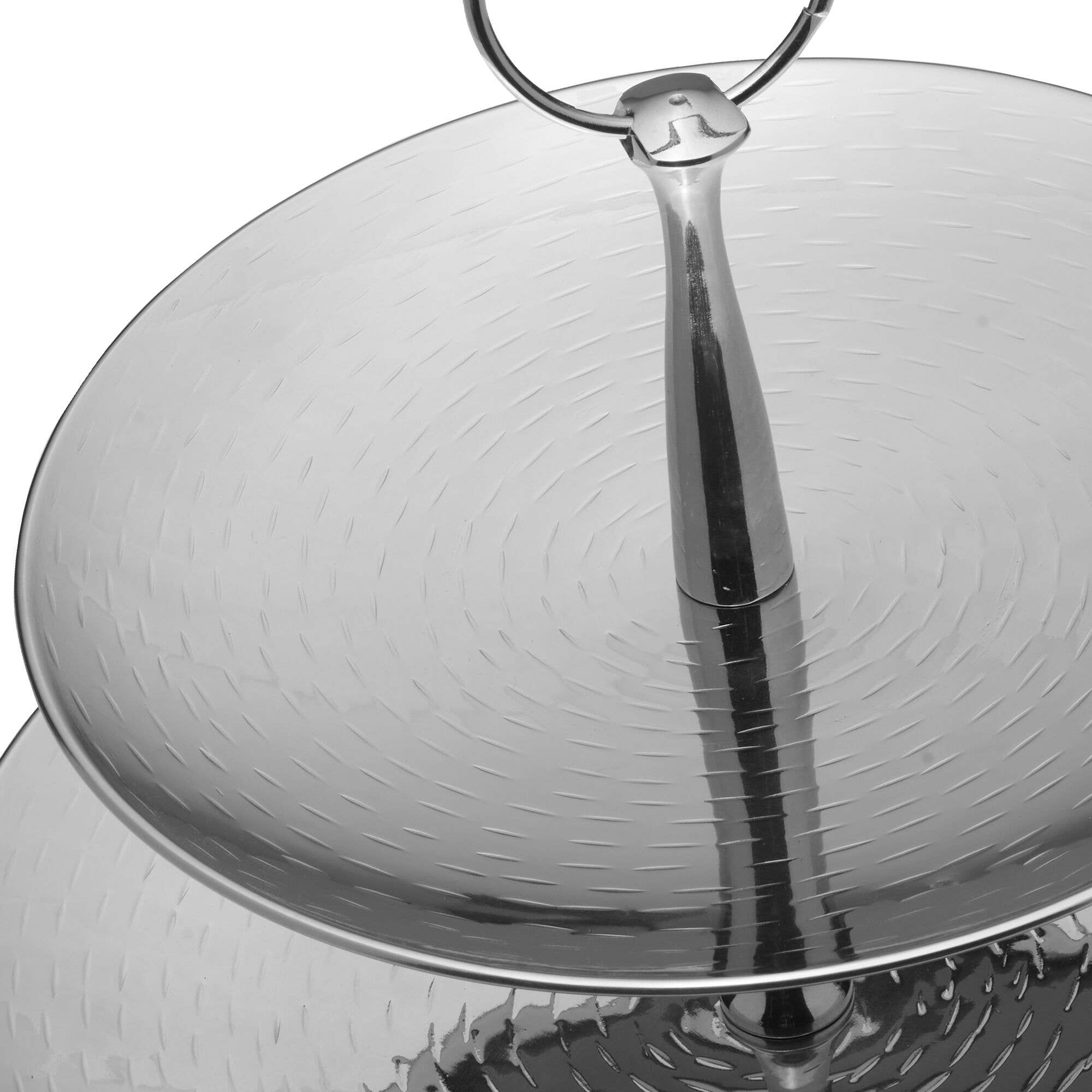 Lifetime Brands Silverwarehouse - Venta al por mayor Bandeja de servir - Servidor de 3 niveles texturizado de acero inoxidable Mikasa1