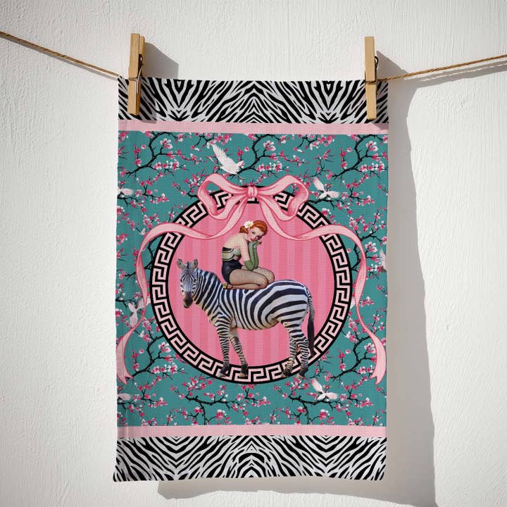 Queen K - Wholesale Tea towel - Gigi Cherry Blossom Linen Tea Towel5