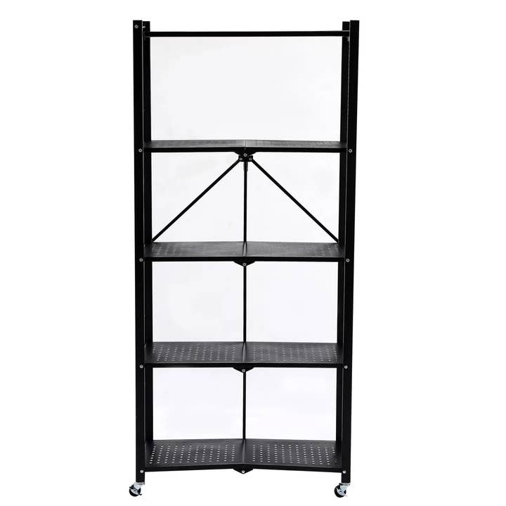 J&V TEXTILES - Wholesale Free-standing shelf - Assembled Black Foldable Metal Storage Shelving Unit - 3 Sizes!2