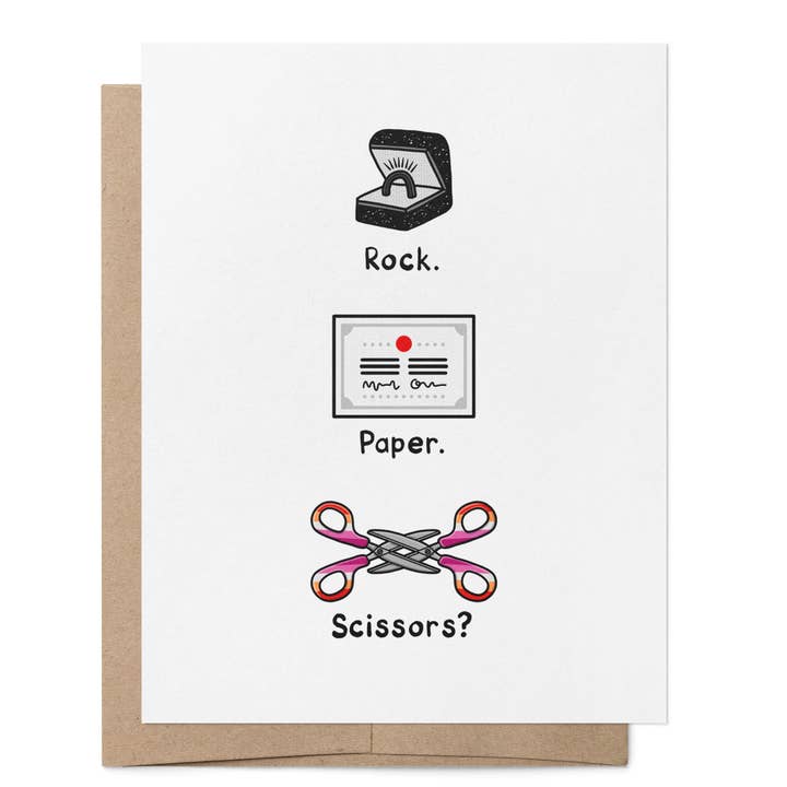 Rock Paper Scissors | Queer Lesbian Love Wedding Card for wholesale by That Queer Card Co