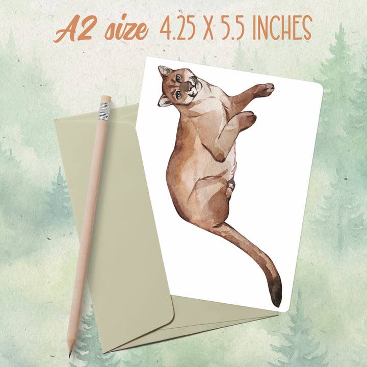 Handmade puma greeting card for wholesale by Soul Familiar