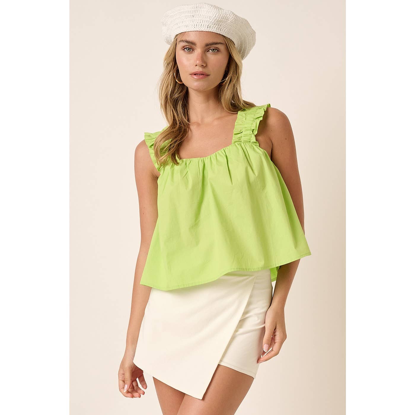 mittoshop - Wholesale Blouse - Women's - M15167-SEMI SWEETHEART NECK RUFFLE CROP TOP23