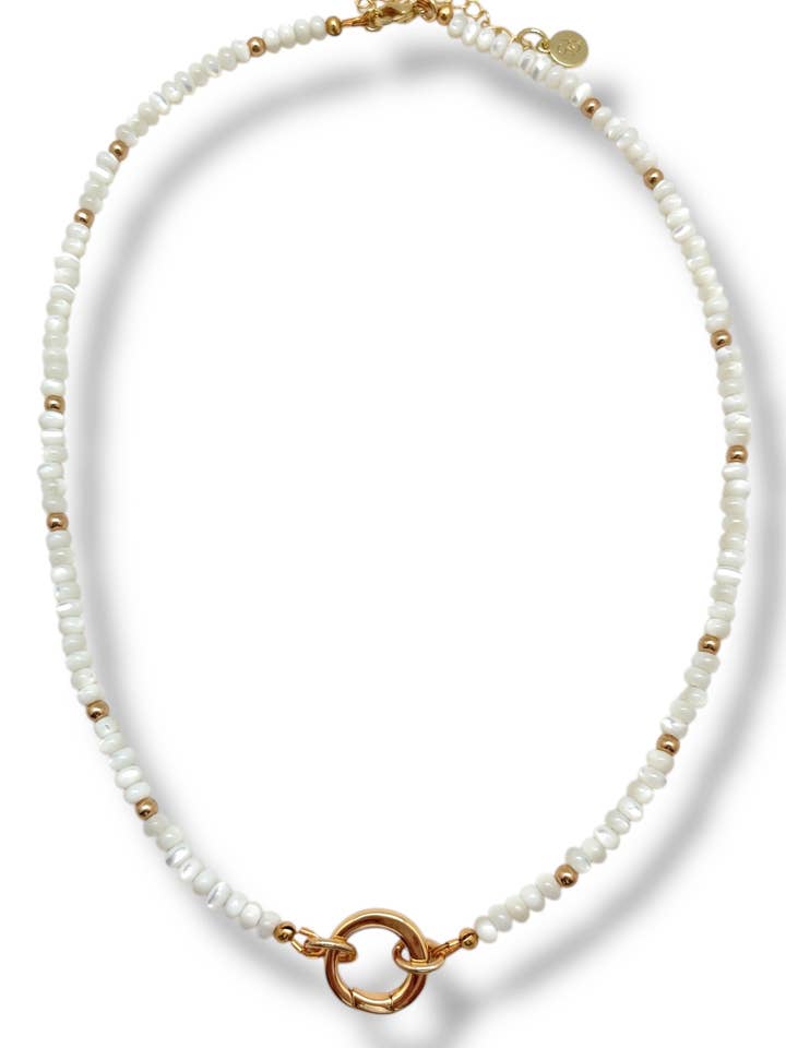 Mother of Pearl Beaded Necklace for wholesale by Shiver + Duke