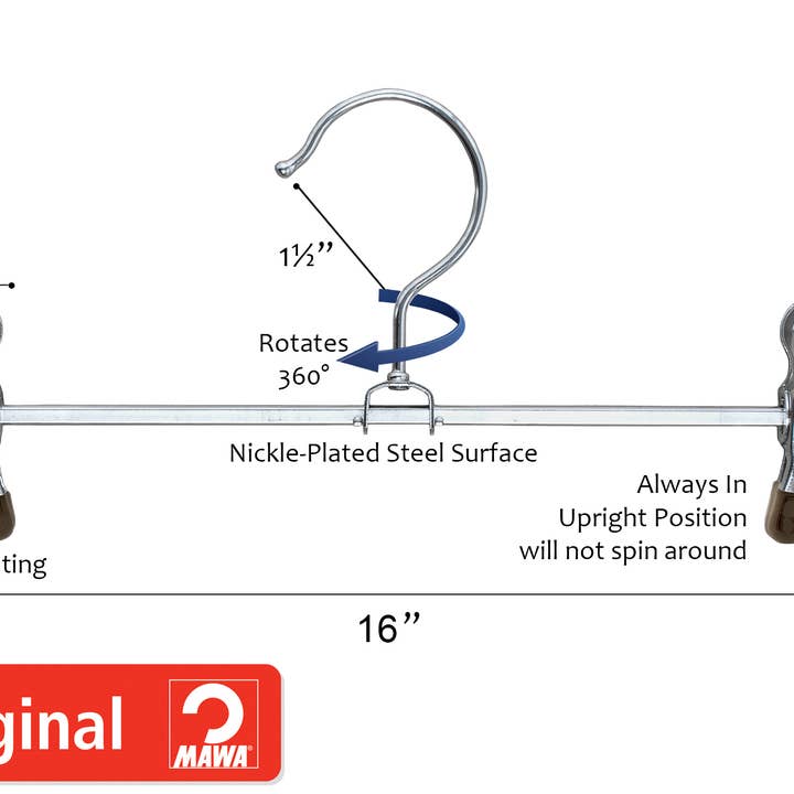 Reston Lloyd - Wholesale Clothes Hangers - MAWA, 16" Pant Clip Bar (4 Colors)9