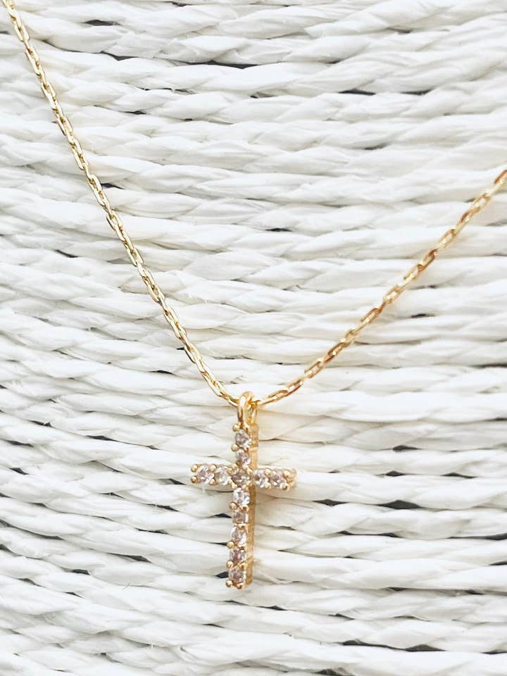 GOLDEN - Crystal Cross Necklace (gold/cz) BNK306 for wholesale by TWO FORTY TWO