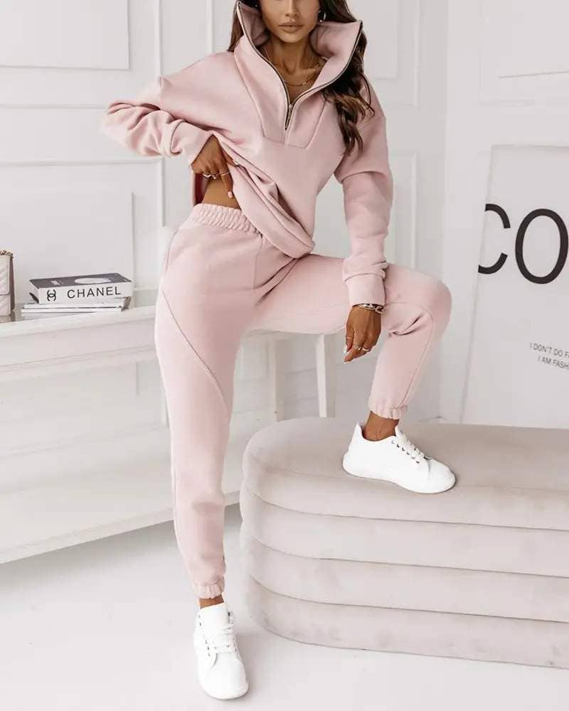 Queen Fashion - Wholesale Top & Skirt Set - Women's - Chic Half-Zip Lounge Set for Everyday Boutique Styling
6