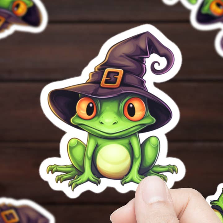 Frog in Witch Hat Sticker for wholesale by Mystical Clarity