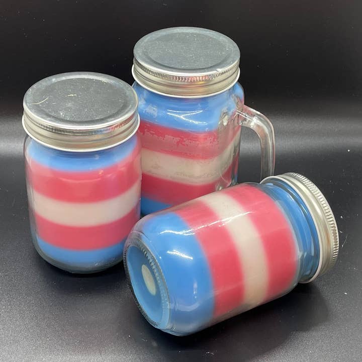 Transgender Pride Wooden Wick Candle | Coconut Soy Wax | Pride Candle | Crackling Wick Candle for wholesale by The Whiffletree Co