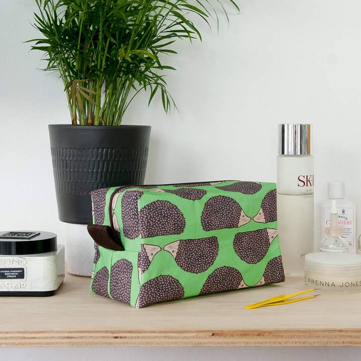 Hedgehog Print Wash Bag for wholesale by The Owlery
