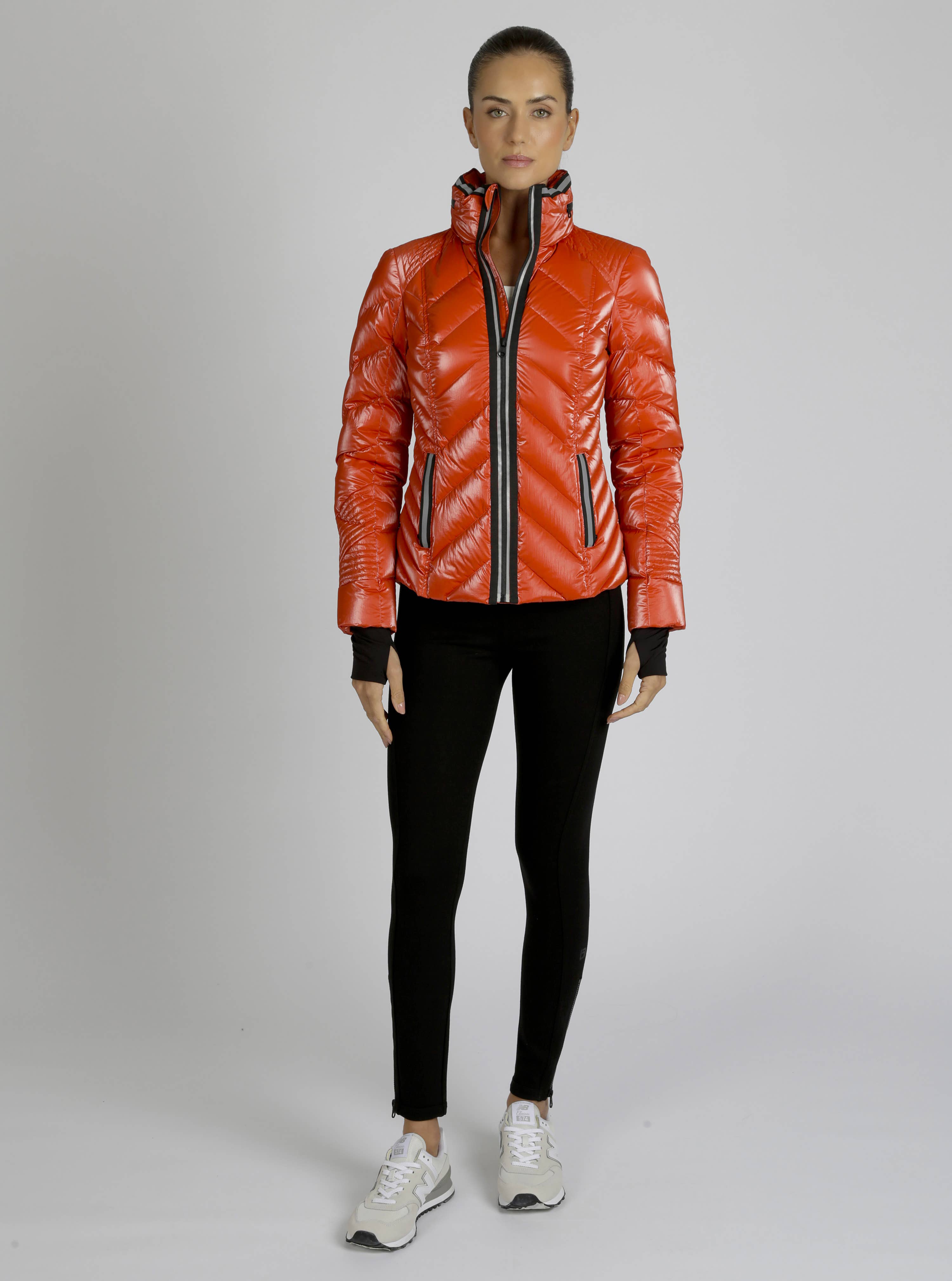 Blanc Noir - Vente Doudoune – femme - Doudoune Super Hero avec bordure réfléchissante - LL10