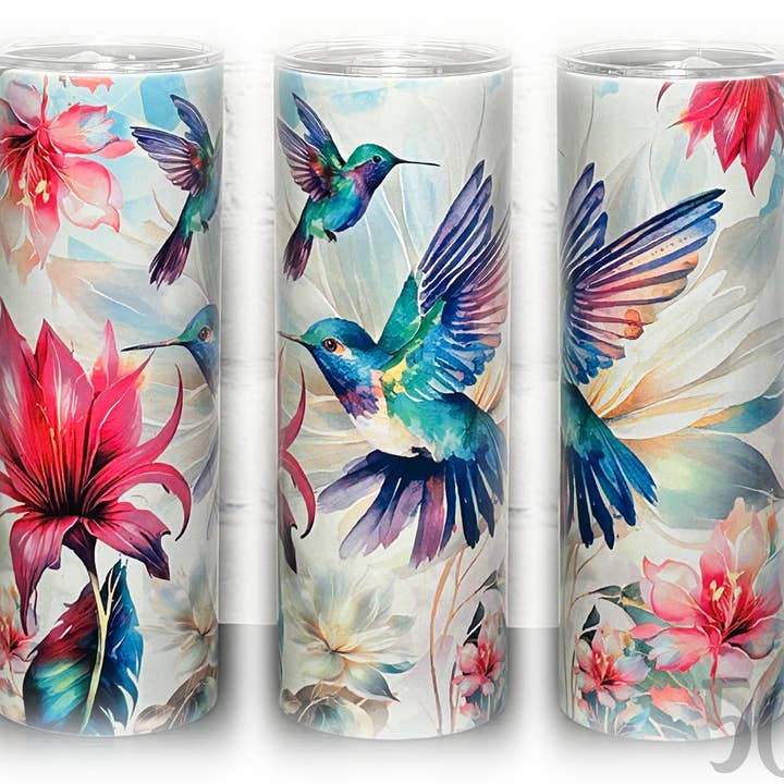 Hummingbirds Floral Tumbler for wholesale by 5C's Wholesale