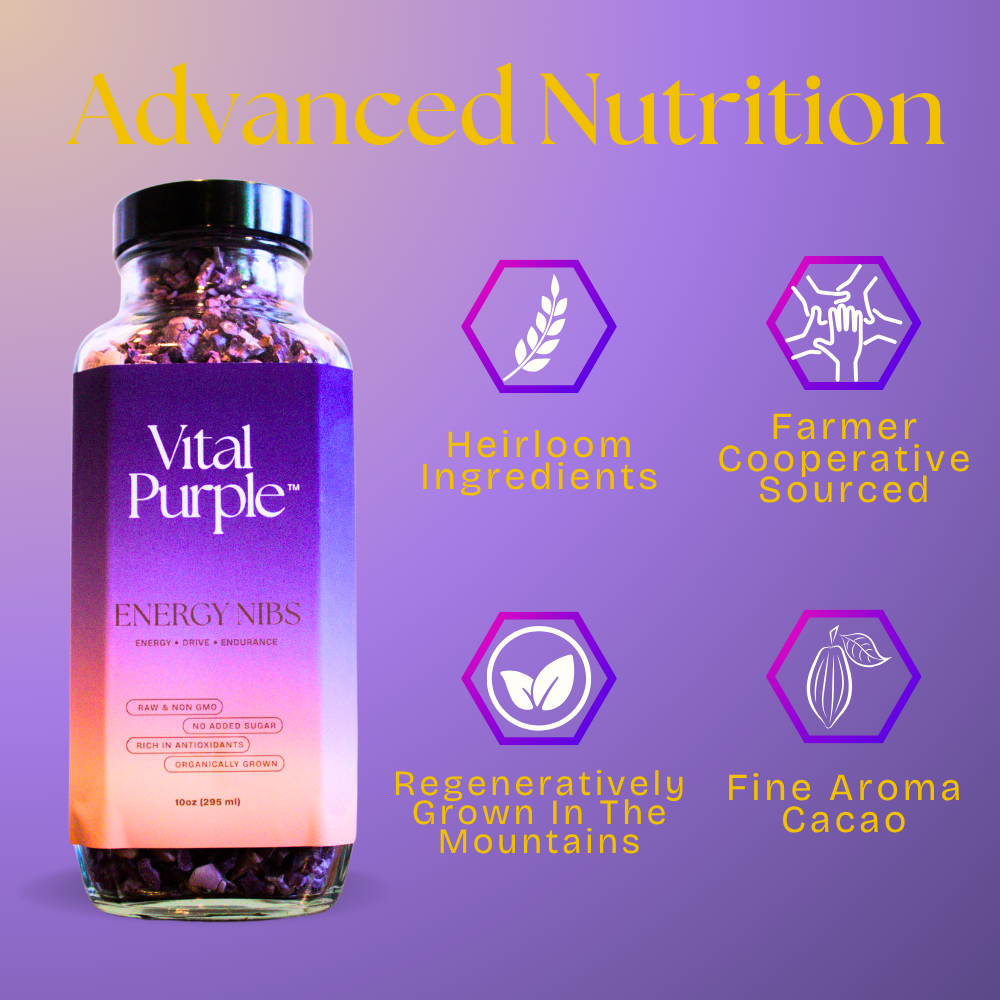 Vital Purple - Wholesale Cocoa Nibs - Energy Nibs High Flavanol Cocoa 10z | Truly Raw | High Antioxidant | Low Cadmium | Purple Cocoa2